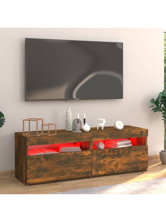 Televizoriaus spintelė su LED, dūminio ąžuolo, 120x35x40cm
