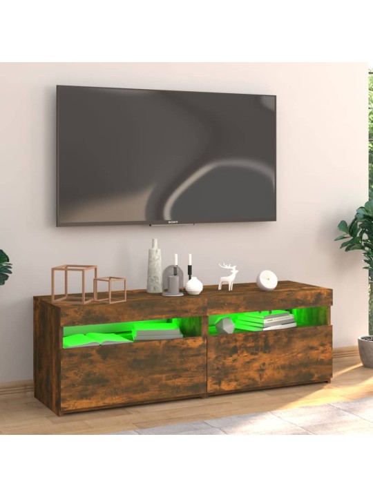 Televizoriaus spintelė su LED, dūminio ąžuolo, 120x35x40cm