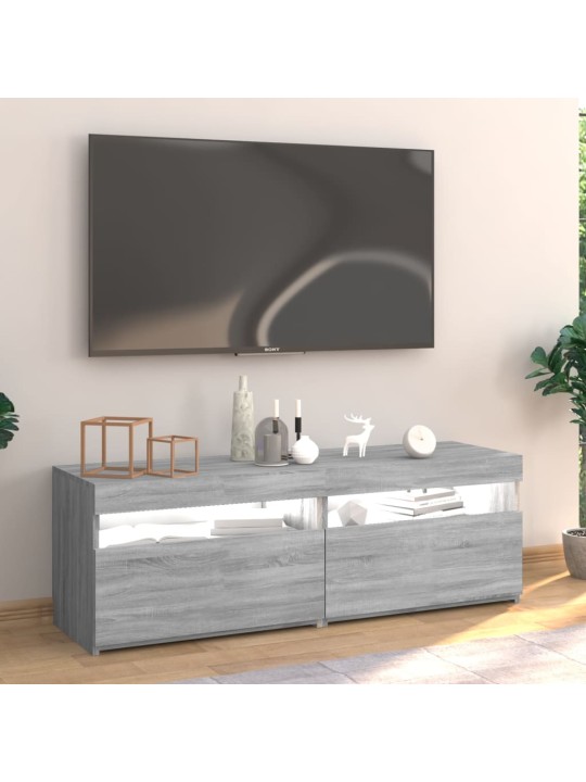 Televizoriaus spintelė su LED, pilka ąžuolo, 120x35x40cm