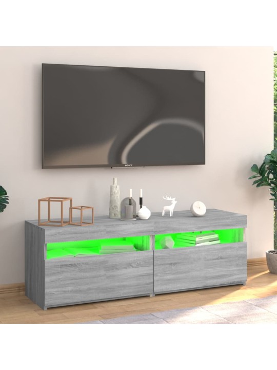 Televizoriaus spintelė su LED, pilka ąžuolo, 120x35x40cm