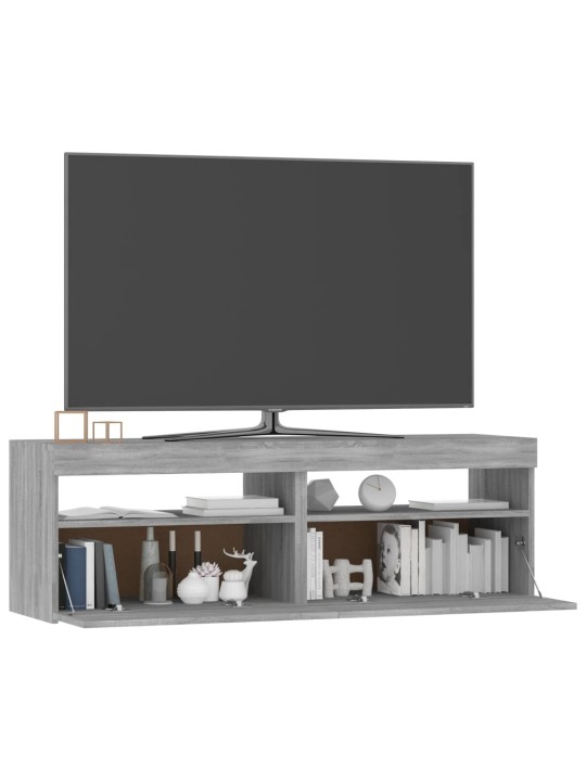 Televizoriaus spintelė su LED, pilka ąžuolo, 120x35x40cm