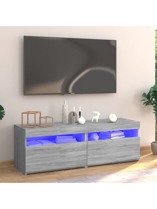 Televizoriaus spintelė su LED, pilka ąžuolo, 120x35x40cm