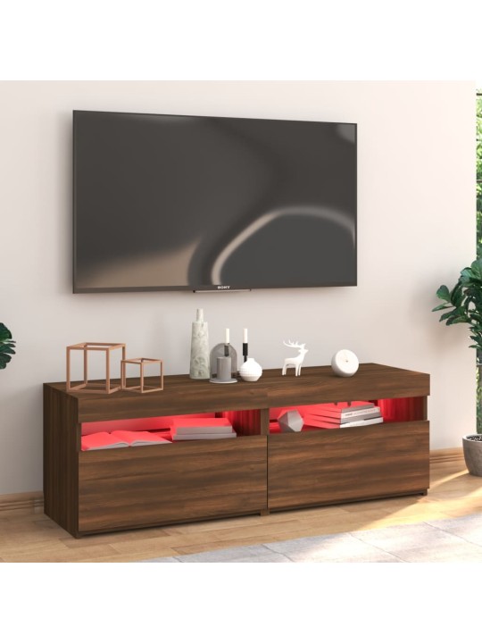 Televizoriaus spintelė su LED, ruda ąžuolo, 120x35x40cm