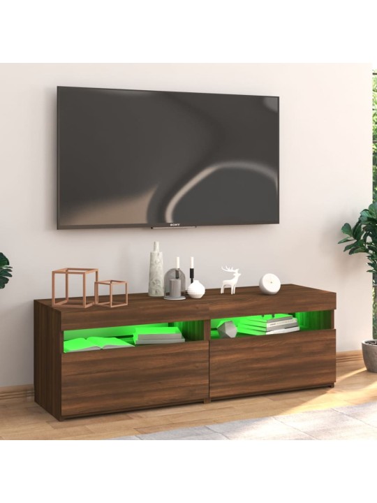 Televizoriaus spintelė su LED, ruda ąžuolo, 120x35x40cm