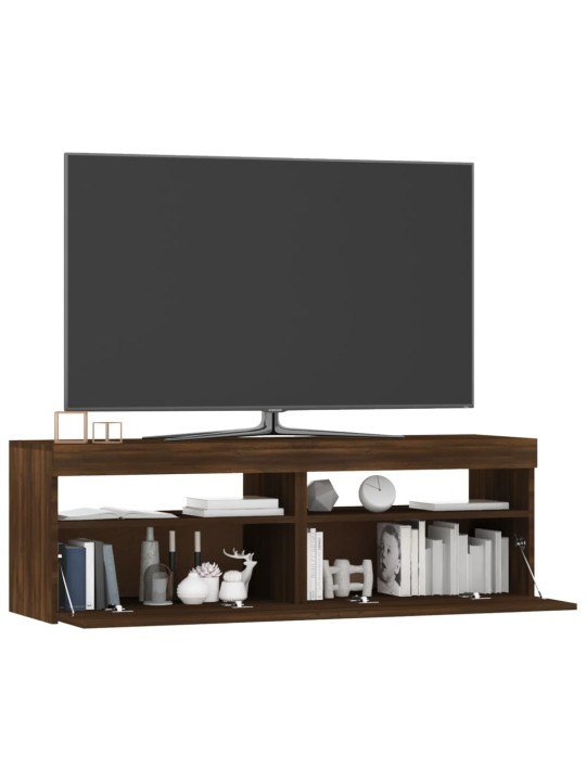 Televizoriaus spintelė su LED, ruda ąžuolo, 120x35x40cm