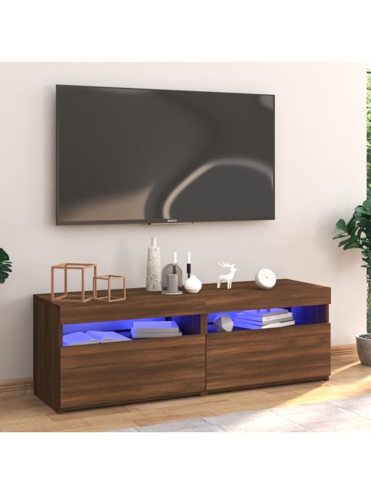 Televizoriaus spintelė su LED, ruda ąžuolo, 120x35x40cm