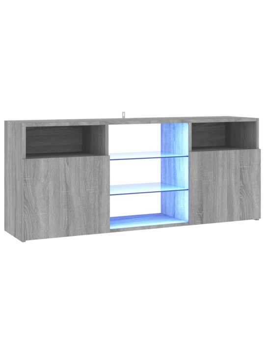 Televizoriaus spintelė su LED, pilka ąžuolo, 120x30x50cm