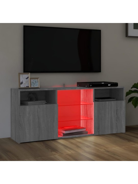 Televizoriaus spintelė su LED, pilka ąžuolo, 120x30x50cm