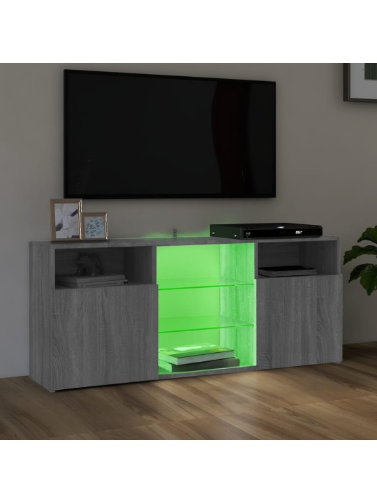 Televizoriaus spintelė su LED, pilka ąžuolo, 120x30x50cm