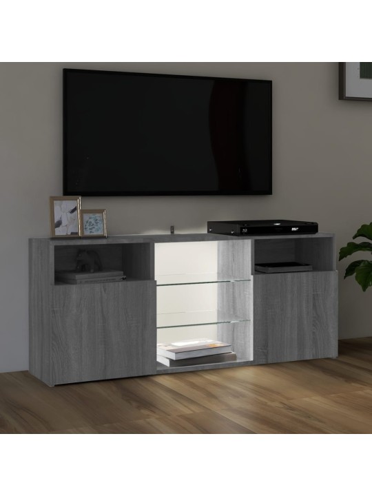 Televizoriaus spintelė su LED, pilka ąžuolo, 120x30x50cm