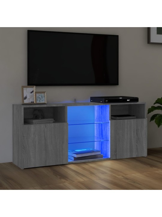 Televizoriaus spintelė su LED, pilka ąžuolo, 120x30x50cm