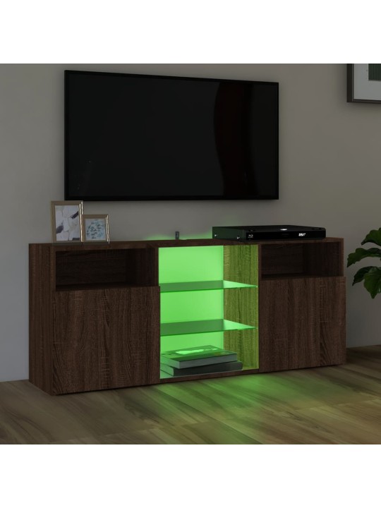 Televizoriaus spintelė su LED, ruda ąžuolo, 120x30x50cm