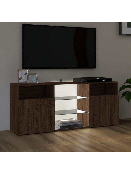 Televizoriaus spintelė su LED, ruda ąžuolo, 120x30x50cm