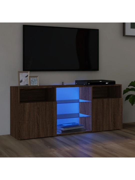 Televizoriaus spintelė su LED, ruda ąžuolo, 120x30x50cm
