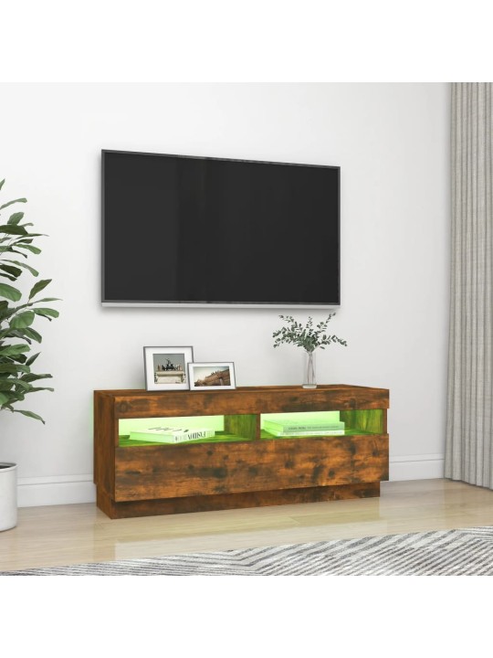 Televizoriaus spintelė su LED, dūminio ąžuolo, 100x35x40cm