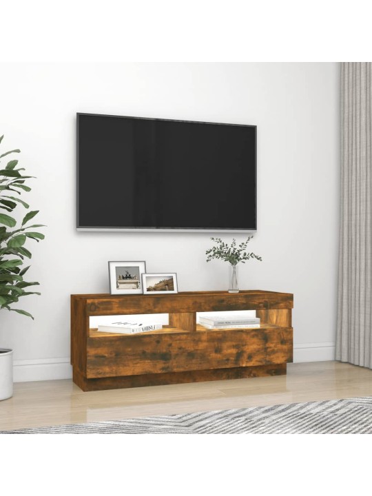 Televizoriaus spintelė su LED, dūminio ąžuolo, 100x35x40cm