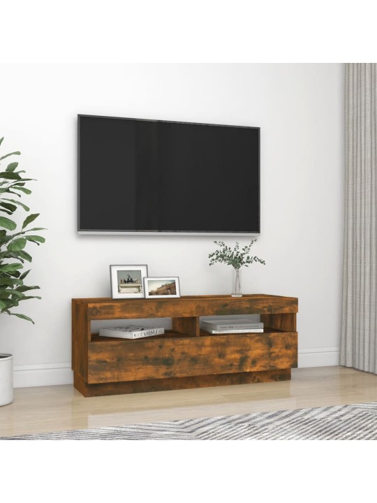 Televizoriaus spintelė su LED, dūminio ąžuolo, 100x35x40cm