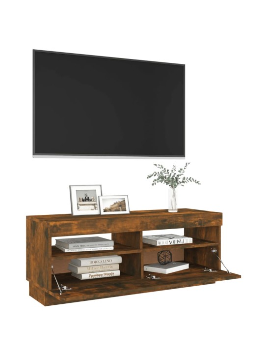 Televizoriaus spintelė su LED, dūminio ąžuolo, 100x35x40cm