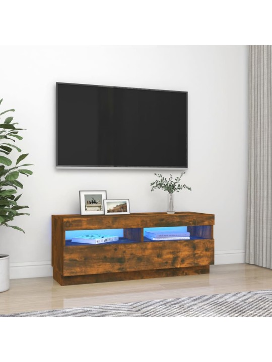 Televizoriaus spintelė su LED, dūminio ąžuolo, 100x35x40cm