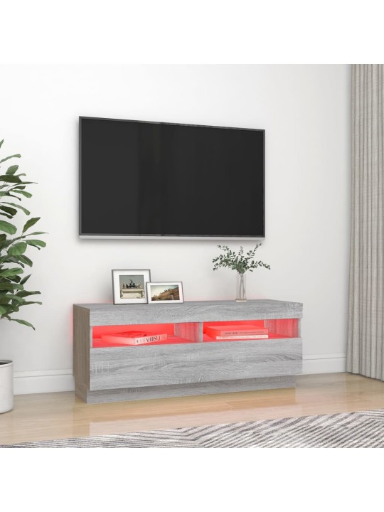 Televizoriaus spintelė su LED, pilka ąžuolo, 100x35x40cm