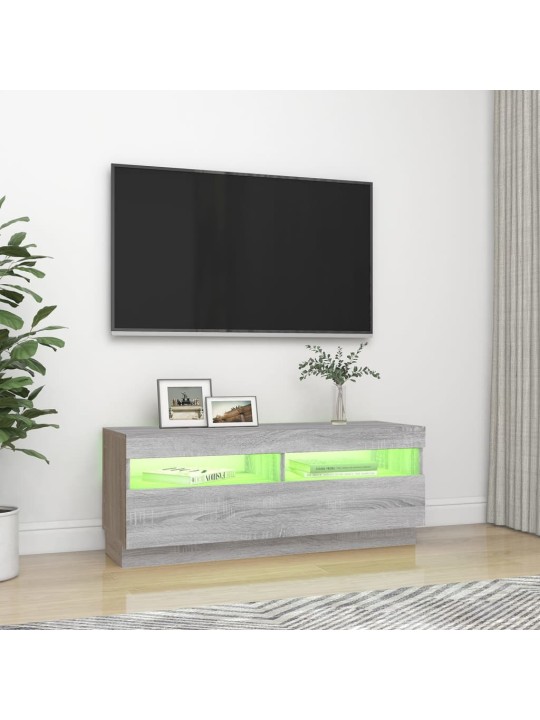 Televizoriaus spintelė su LED, pilka ąžuolo, 100x35x40cm
