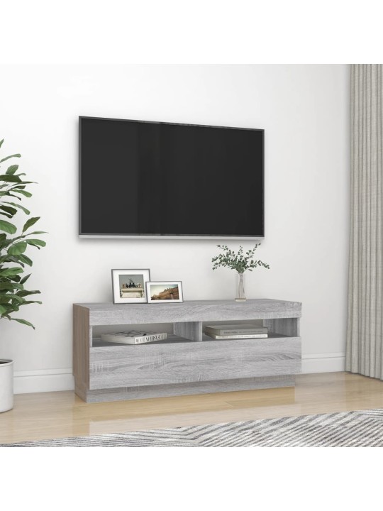 Televizoriaus spintelė su LED, pilka ąžuolo, 100x35x40cm