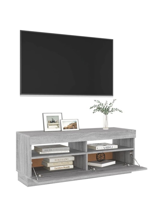 Televizoriaus spintelė su LED, pilka ąžuolo, 100x35x40cm