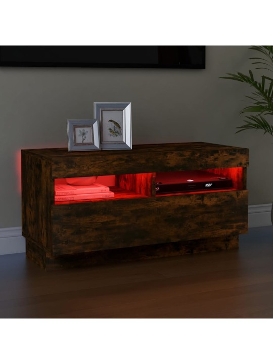 Televizoriaus spintelė su LED, dūminio ąžuolo, 80x35x40cm