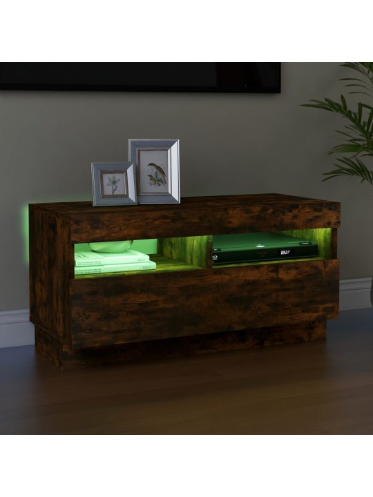 Televizoriaus spintelė su LED, dūminio ąžuolo, 80x35x40cm