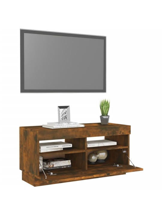 Televizoriaus spintelė su LED, dūminio ąžuolo, 80x35x40cm