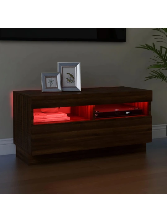 Televizoriaus spintelė su LED, ruda ąžuolo, 80x35x40cm
