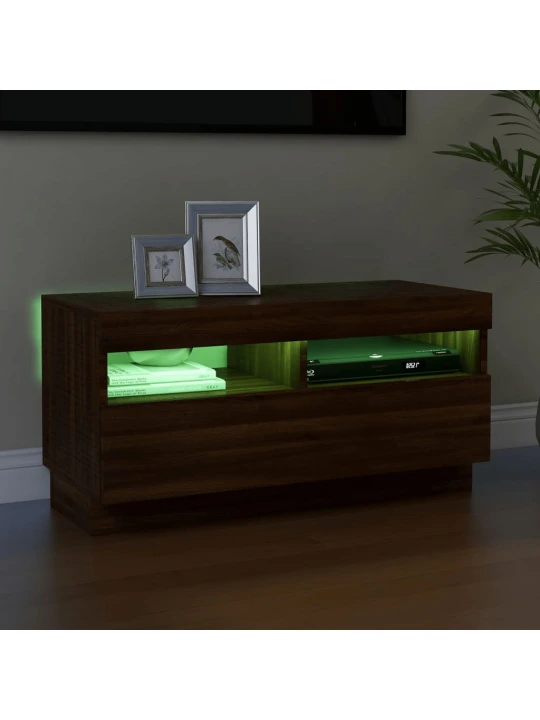 Televizoriaus spintelė su LED, ruda ąžuolo, 80x35x40cm