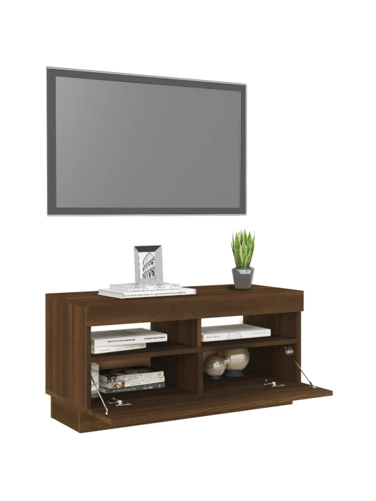 Televizoriaus spintelė su LED, ruda ąžuolo, 80x35x40cm