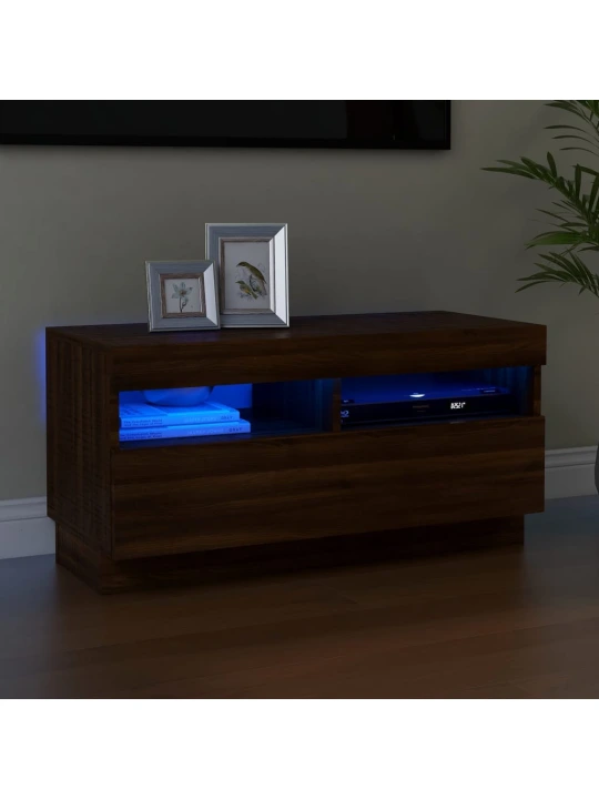 Televizoriaus spintelė su LED, ruda ąžuolo, 80x35x40cm