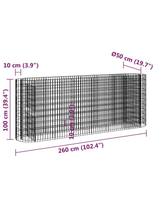 Gabiono lovelis, 260x50x100cm, galvanizuota geležis, aukštas