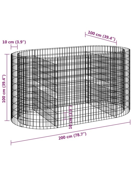 Gabiono lovelis, 200x100x100cm, galvanizuota geležis, aukštas