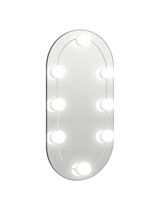 Veidrodis su LED lemputėmis, 40x20cm, stiklas, ovalo formos