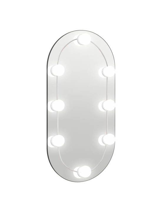 Veidrodis su LED lemputėmis, 60x30cm, stiklas, ovalo formos