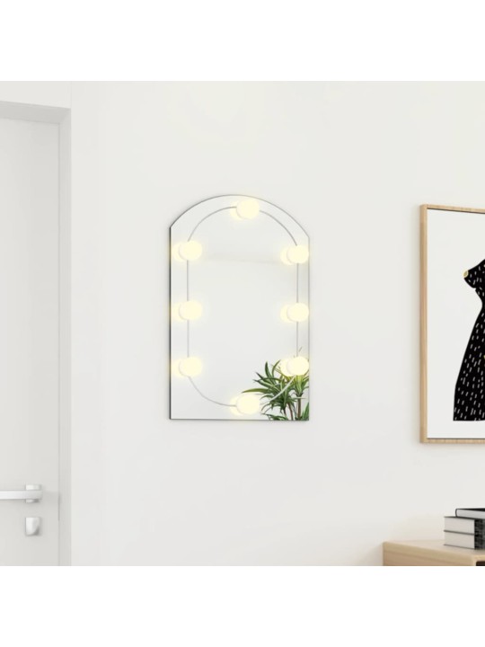 Veidrodis su LED lemputėmis, 60x40cm, stiklas, arkos formos