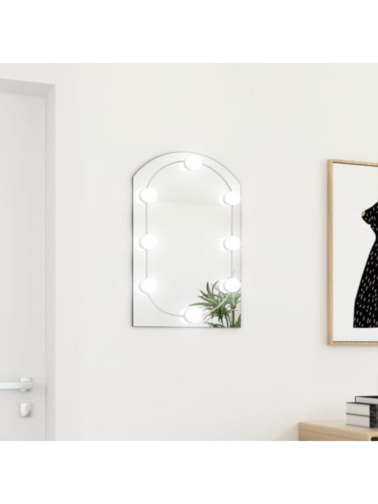 Veidrodis su LED lemputėmis, 60x40cm, stiklas, arkos formos