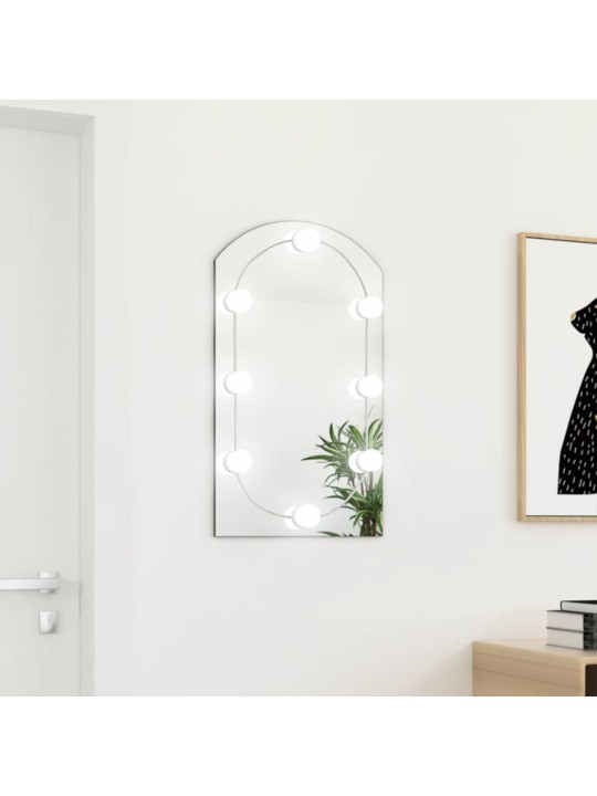 Veidrodis su LED lemputėmis, 70x40cm, stiklas, arkos formos