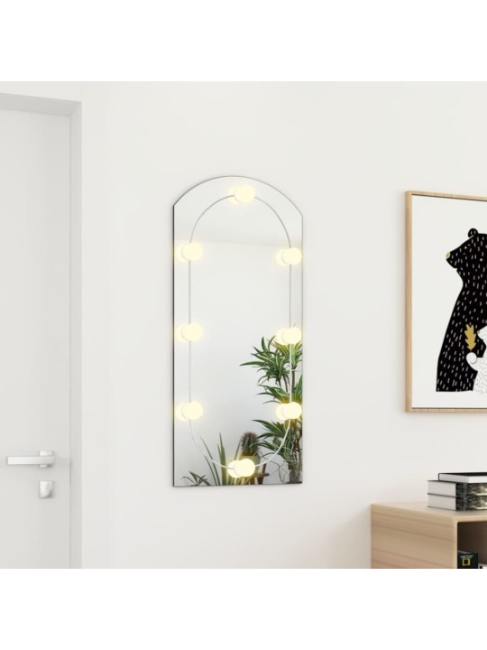 Veidrodis su LED lemputėmis, 90x45cm, stiklas, arkos formos