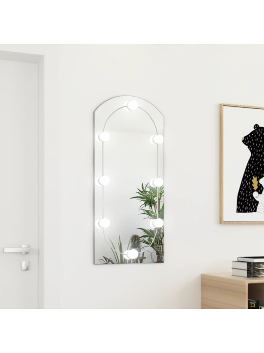 Veidrodis su LED lemputėmis, 90x45cm, stiklas, arkos formos