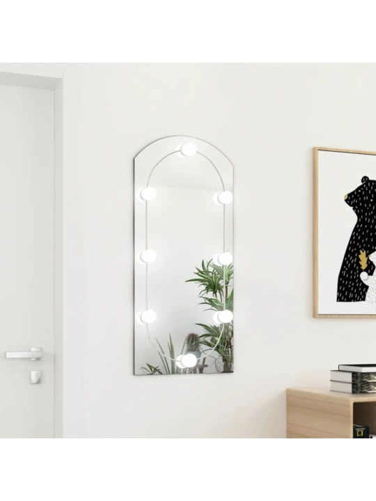 Veidrodis su LED lemputėmis, 90x45cm, stiklas, arkos formos