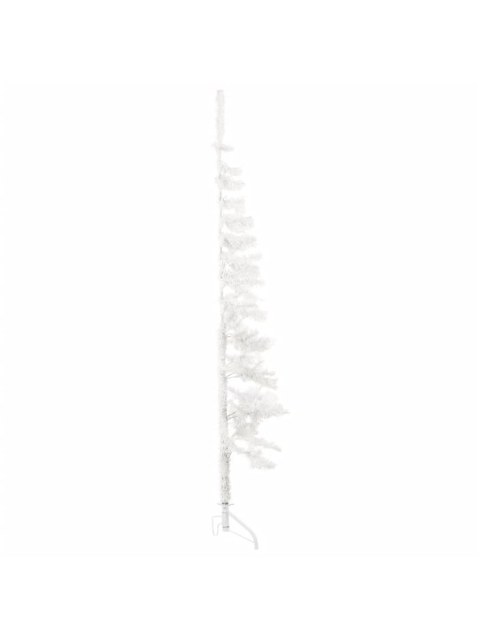 Siaura dirbtinė pusinė Kalėdų eglutė su stovu, balta, 120cm
