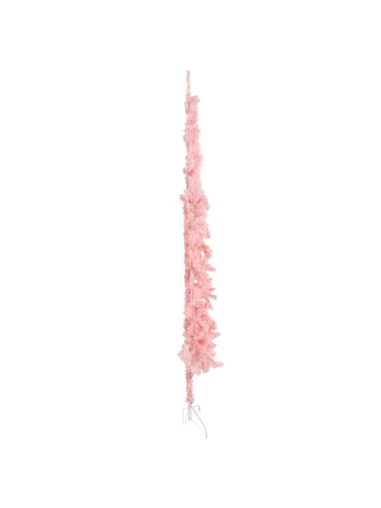 Siaura dirbtinė pusinė Kalėdų eglutė su stovu, rožinė, 240cm