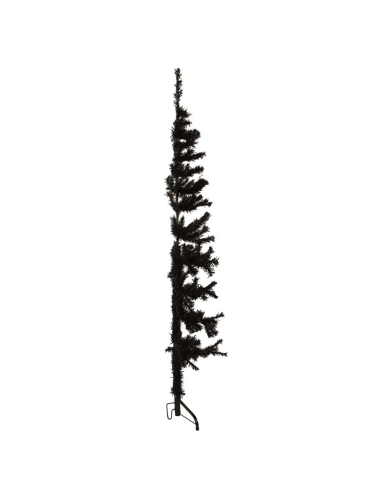 Siaura dirbtinė pusinė Kalėdų eglutė su stovu, juoda, 120cm