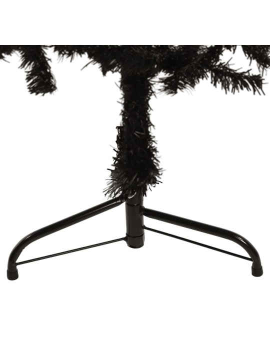 Siaura dirbtinė pusinė Kalėdų eglutė su stovu, juoda, 120cm