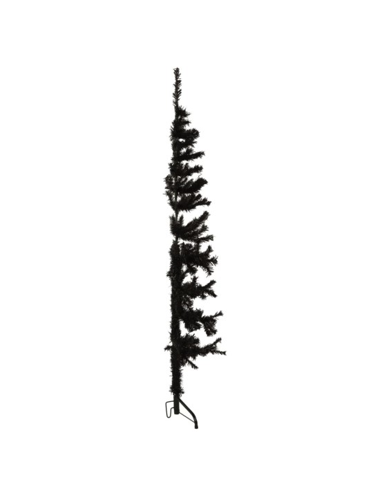 Siaura dirbtinė pusinė Kalėdų eglutė su stovu, juoda, 150cm