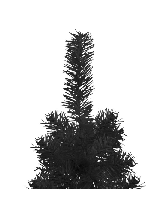 Siaura dirbtinė pusinė Kalėdų eglutė su stovu, juoda, 150cm